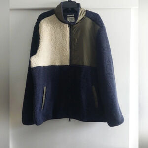 Lucky Brand Mens Sheerless Fleece zip up Sherpa Colorblock jacket Size XXL